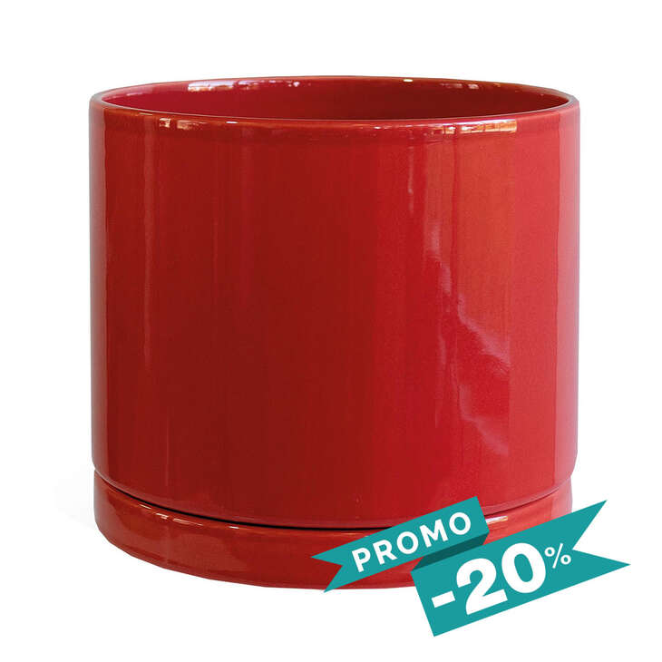 Kit • Sublime // Pot Cylindrique & Soucoupe Rouge Ø20