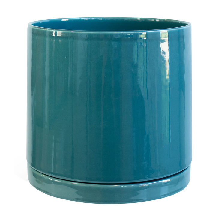Acheter Sublime • Pot Cylindrique & Soucoupe Emeraude Ø25 : 